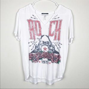 Toska Rock Band Tee Ripped V Neck Roses 1979 S
